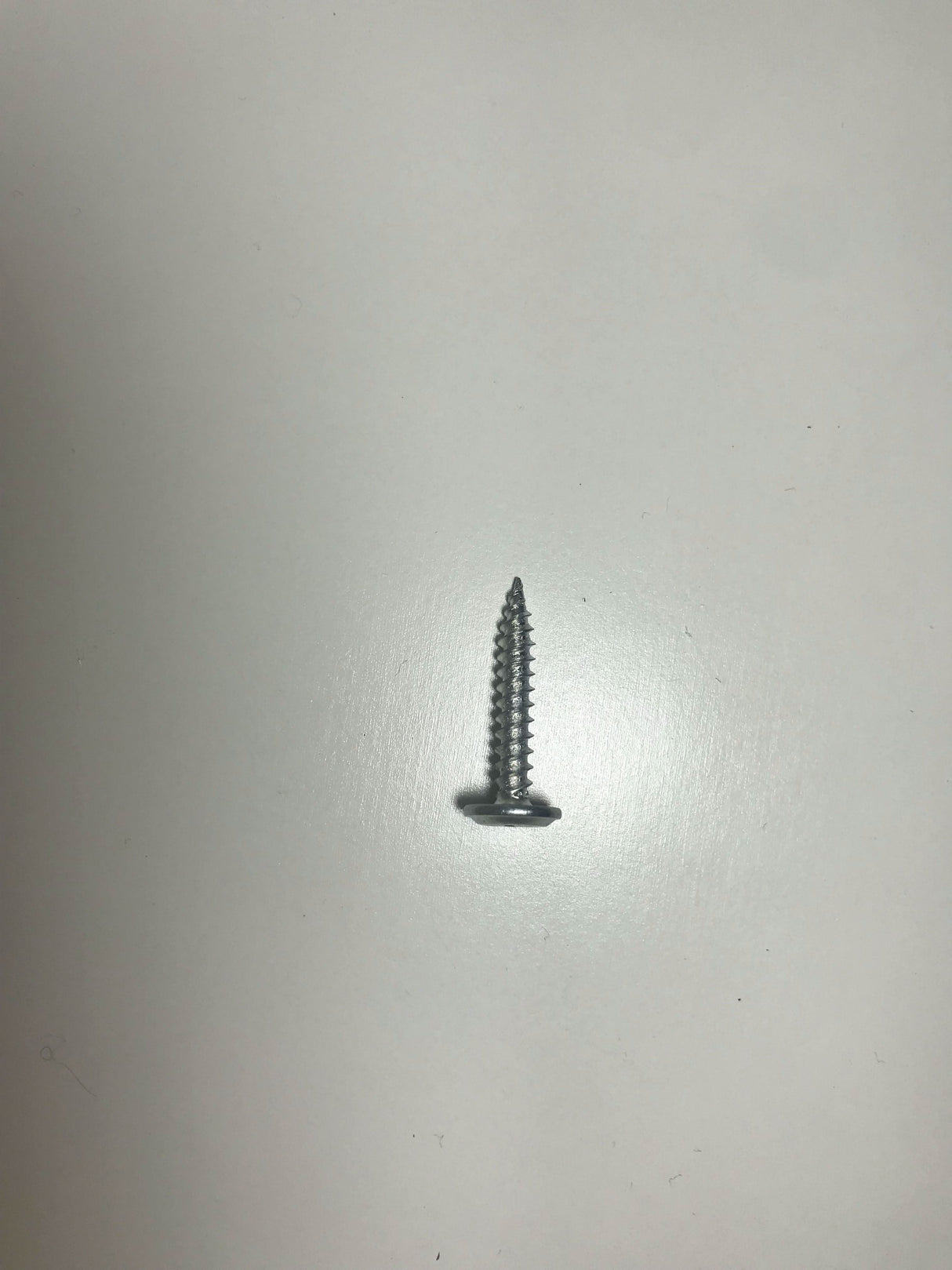 Metal screw on a light grey background