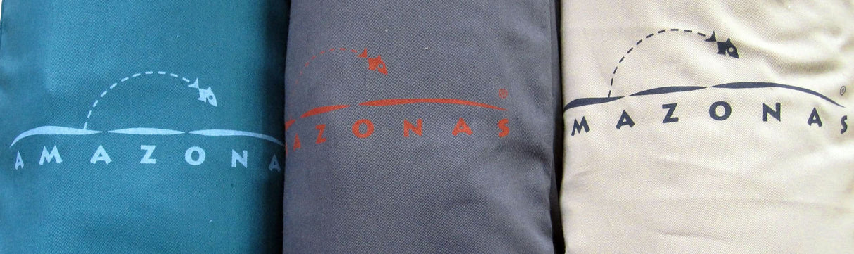 Three clothing items with 'Amazonas' branding in different colours.
