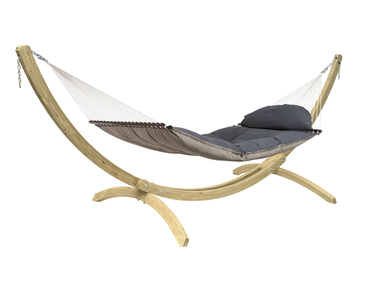 Hammock with wooden stand on a white background | The Fat Hammock