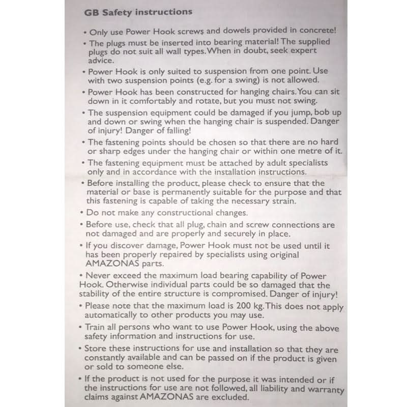 Safety instructions for a product on a white background