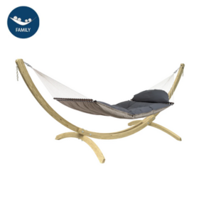 Hammock with wooden stand on a white background