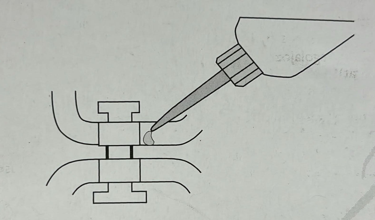 Technical drawing of a mechanical component with a stylus on a light gray background