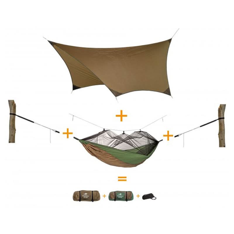 Hammock with canopy assembly on a white background