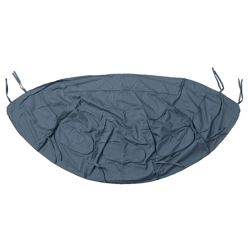 Blue fabric swing seat cover on a white background