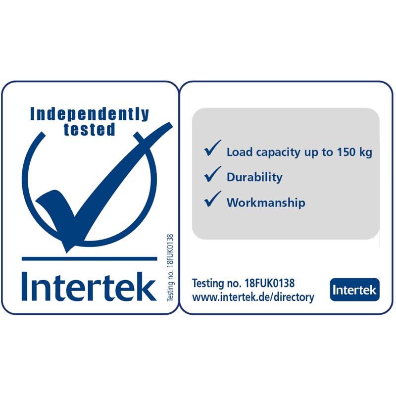Intertek quality assurance label with text on a white background