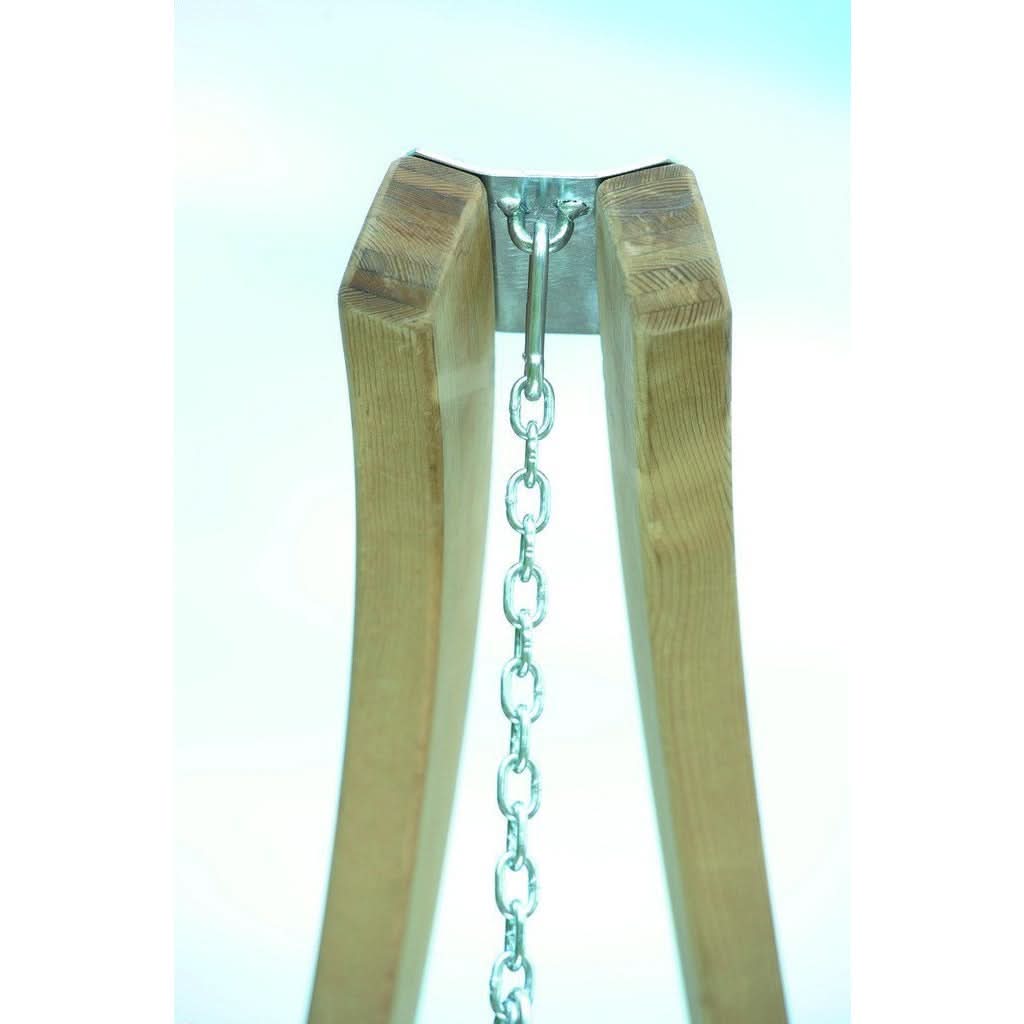 Wooden nunchaku with a chain on a white background