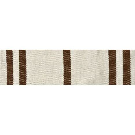Striped ribbon with brown and beige stripes on a white background