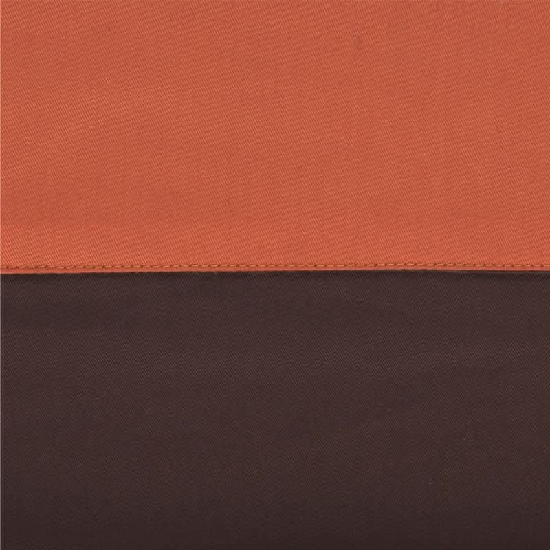 Two-tone fabric swatch with orange and brown colours