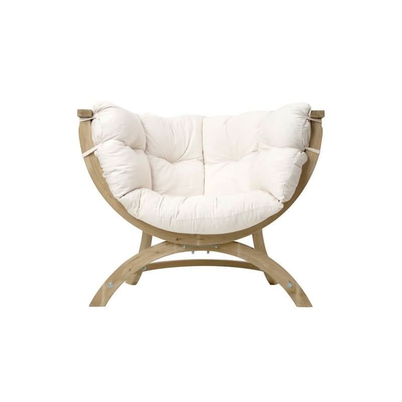 Round chair with a white cushion on a white background