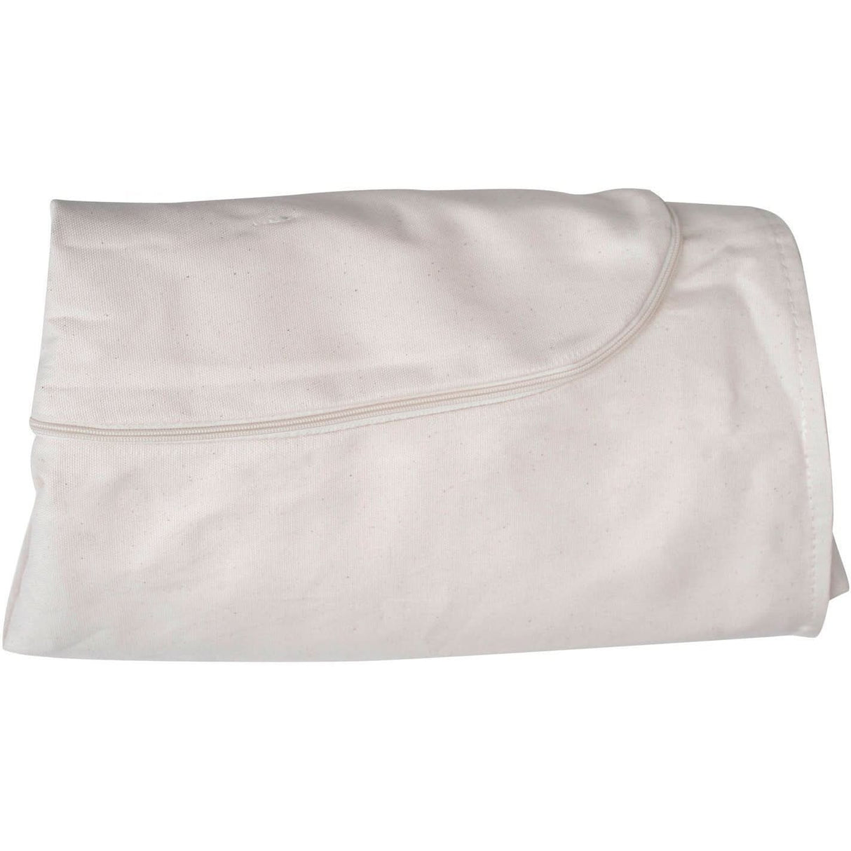 Folded light grey sheet on a white background