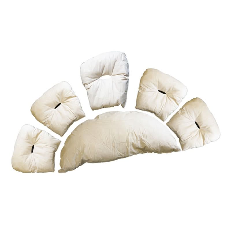 Set of white pillows on a white background