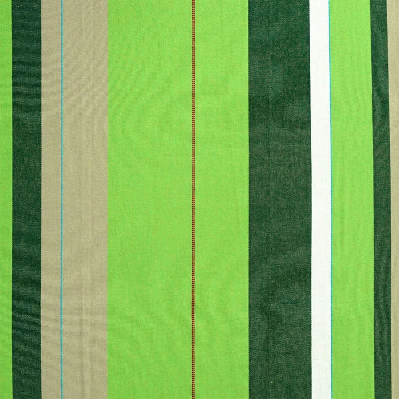 Striped fabric pattern with green, beige, and white vertical stripes.