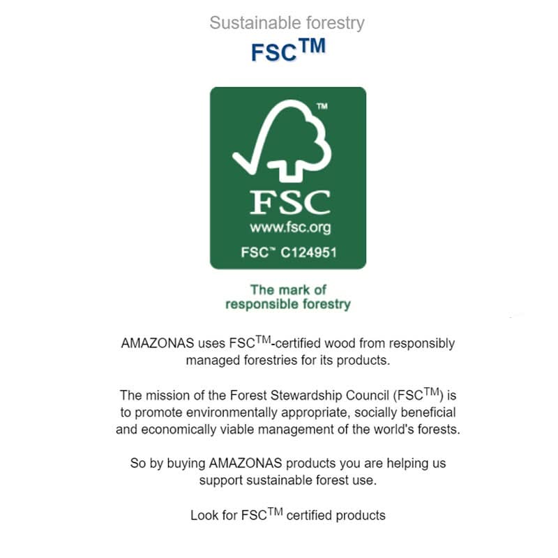 FSC certification logo with text about sustainable forestry on a white background
