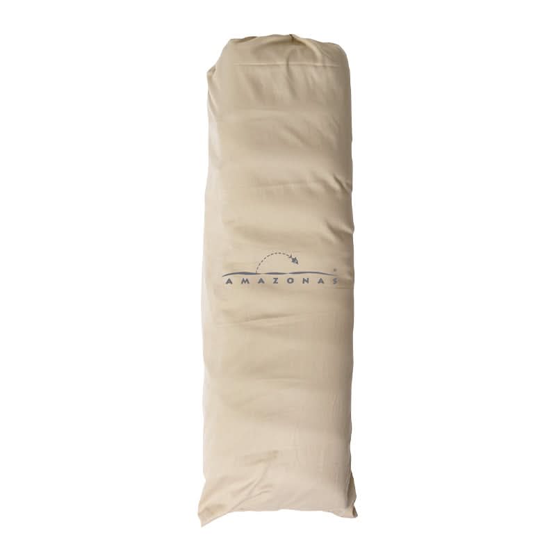Beige sleeping bag with 'Amazonas' branding on a white background