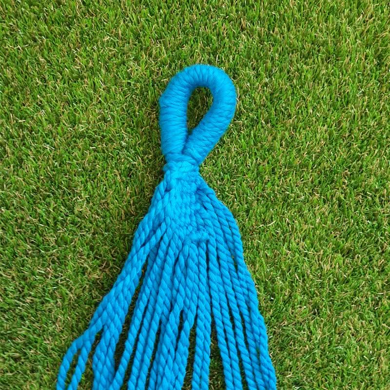 Blue rope with a loop on a grassy background