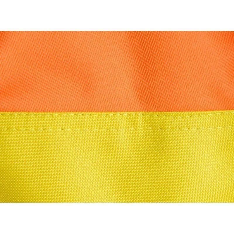 Two horizontal stripes of orange and yellow on a white background