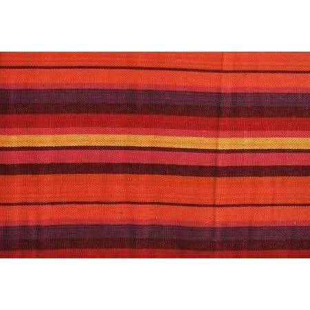 Striped fabric with red, orange, and purple colours on a white background