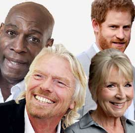 Collage of various people including a man with blonde hair, a person in a suit, and another with a beard.