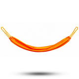 Orange hammock with yellow straps on a white background