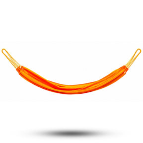 Orange hammock with yellow straps on a white background