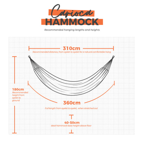 Carioca hammock dimensions on a white background