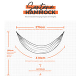 Santana Hammock measurement chart with dimensions on a white background