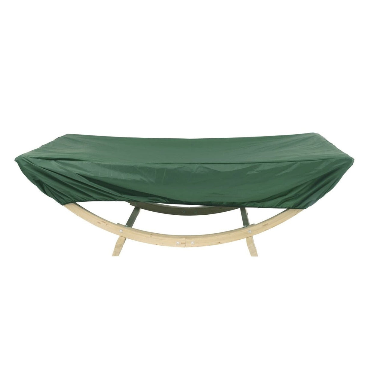 green weatherproof cover on a garden furniture outdoor set in front of a white background