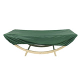 green weatherproof cover on a garden furniture outdoor set in front of a white background