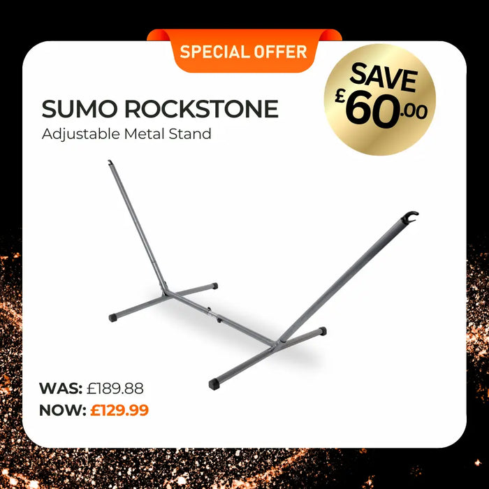 Sumo Rockstone adjustable metal stand with special offer on a white 