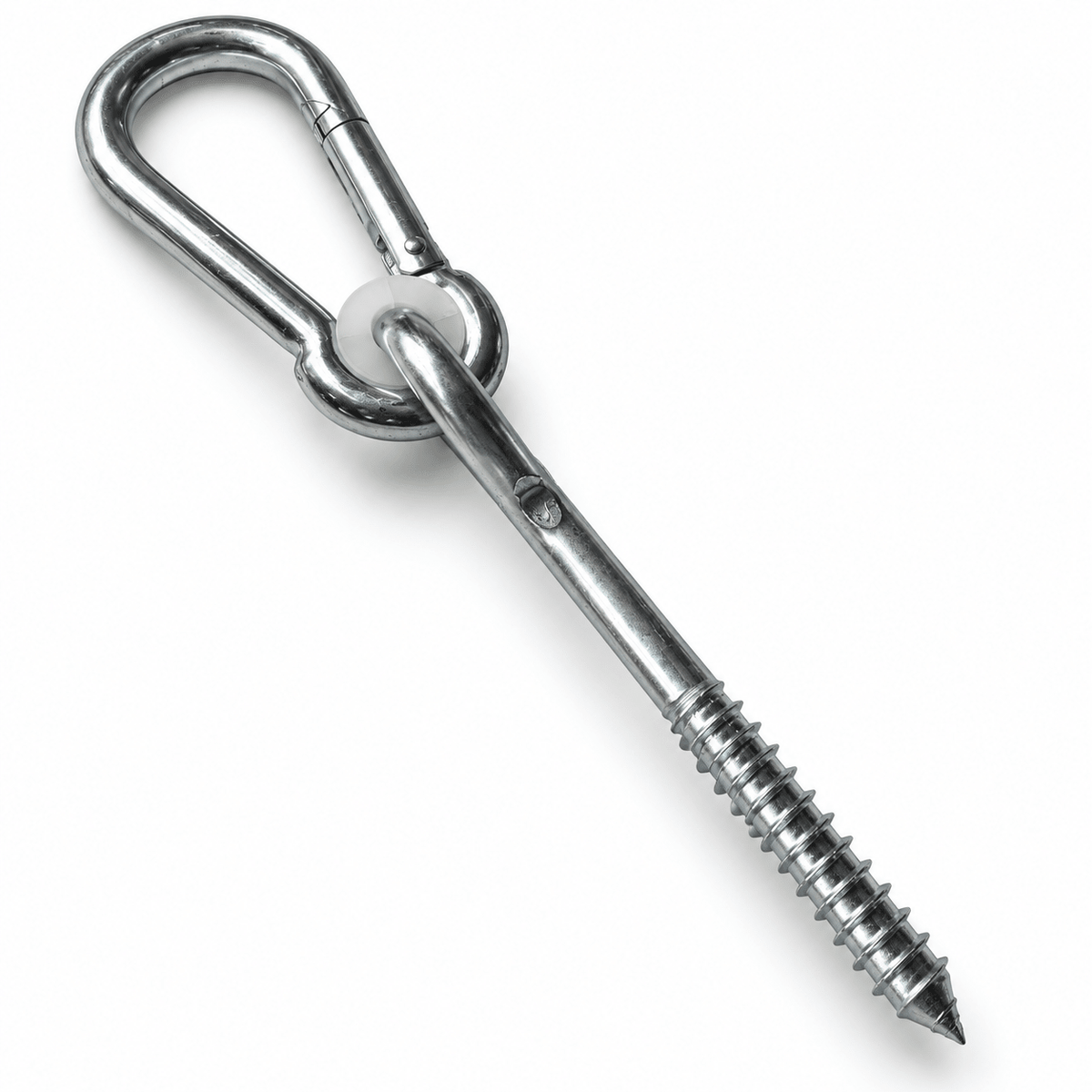 Heavy-duty galvanised steel Jumbo hammock fixing with carabiner and nylon friction ring