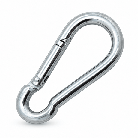 Silver spring-gate carabiner clip replacement part for the Luna Rockstone hanging chair stand.