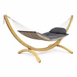 Hammock with wooden stand on a white background