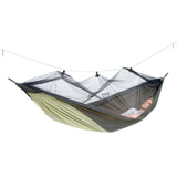 Camping travel hammock with mosquito net on a white background