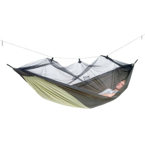 Camping travel hammock with mosquito net on a white background