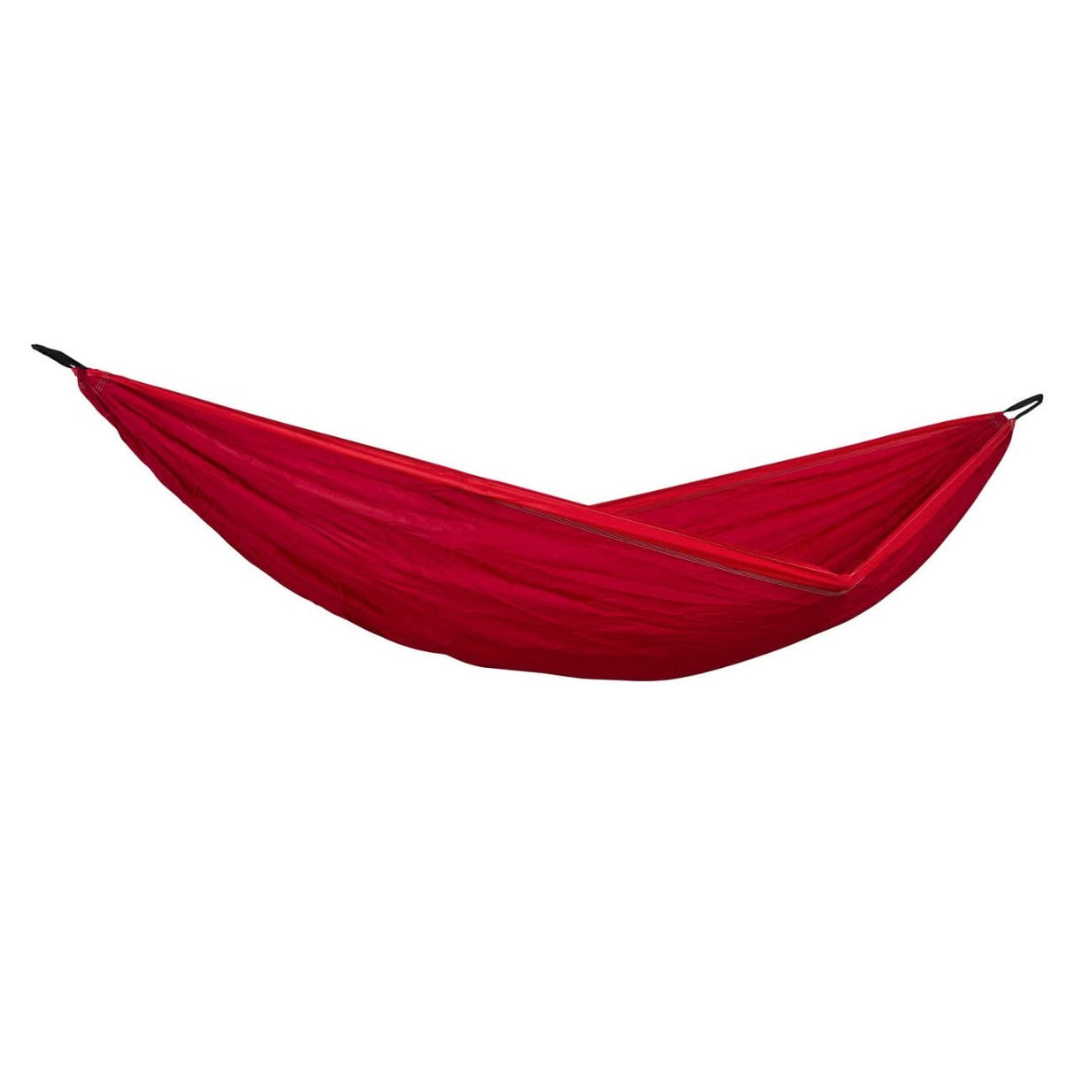 Red camping travel hammock n a white background