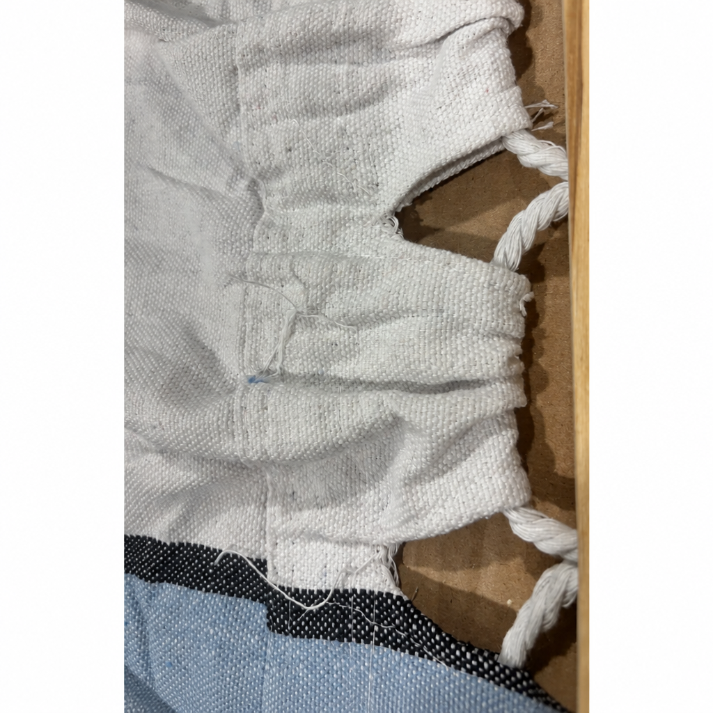 Loose threads around the suspension eyelets on the Grade B clearance Samba Marine Hammock