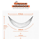 Carioca hammock dimensions on a white background