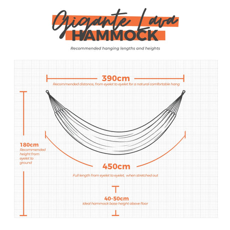 Gigante Lava hanging dimensions on white background