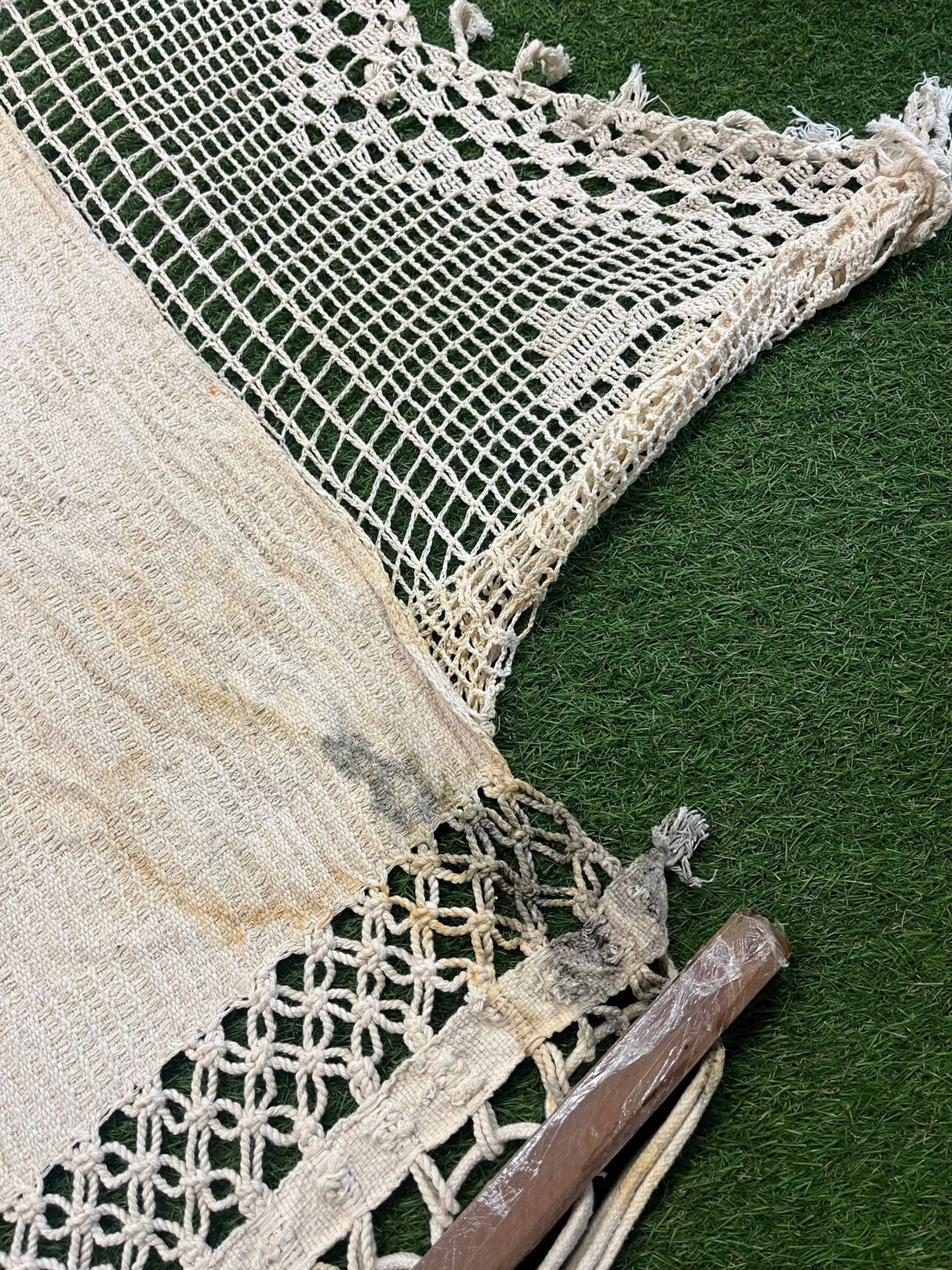 Mildew and discolouration on a hammock