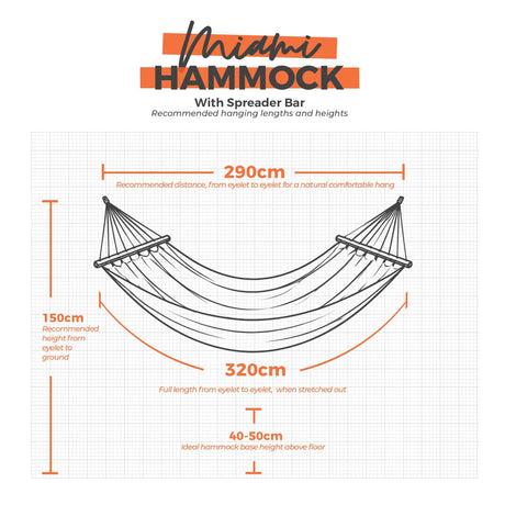 Diagram of a Miami Hammock with dimensions on a grid background