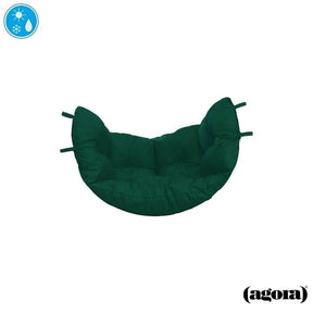 Green pet bed with brand logo on a white background