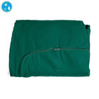 Green waterproof blanket with a zipper on a white background