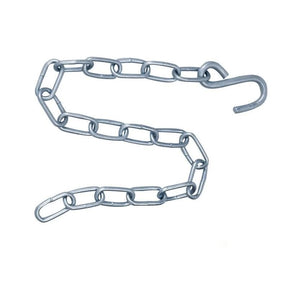 Metal chain with hooks on a white background