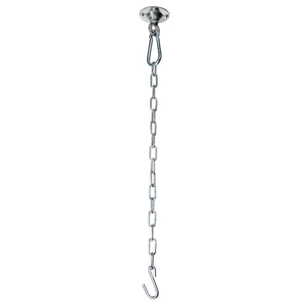Metal chain with a hook on a white background