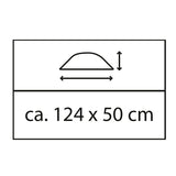 Measurement chart showing a dome shape with dimensions ca. 124 x 50 cm on a white background.