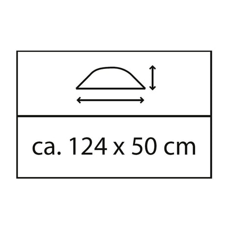 Measurement chart showing a dome shape with dimensions ca. 124 x 50 cm on a white background.