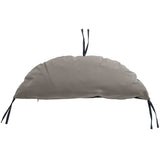 Grey cushion with black straps on a white background