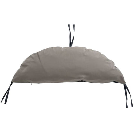 Grey cushion with black straps on a white background