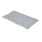 Grey polka dot blanket on a white background
