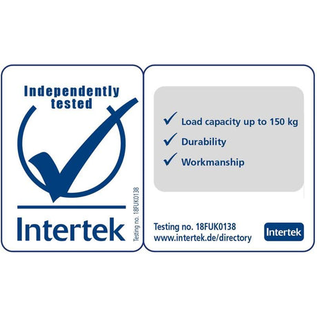 Intertek quality assurance label with text on a white background
